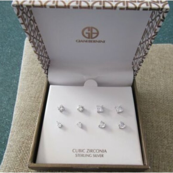 Giani Bernini Cubic Zirconia Stud 4 Pair Set - Picture 4 of 5
